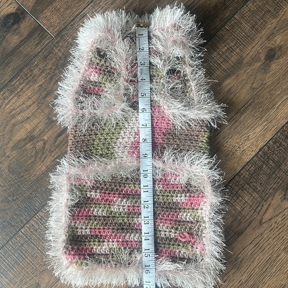 HAND CRAFTED Dog Sweater Coat Colorful Pink Chenille Cozy Crocheted XSmall - Picture 5 of 11